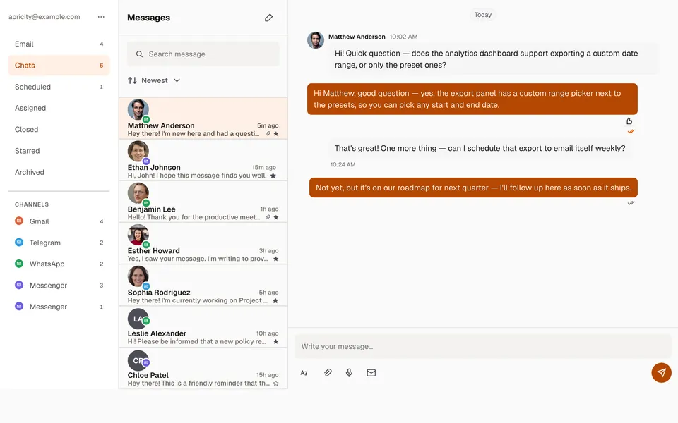 Chat thread screen preview