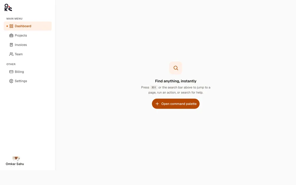 Command palette shell screen preview