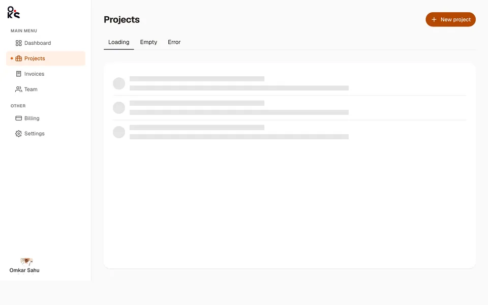 Empty & error states screen preview