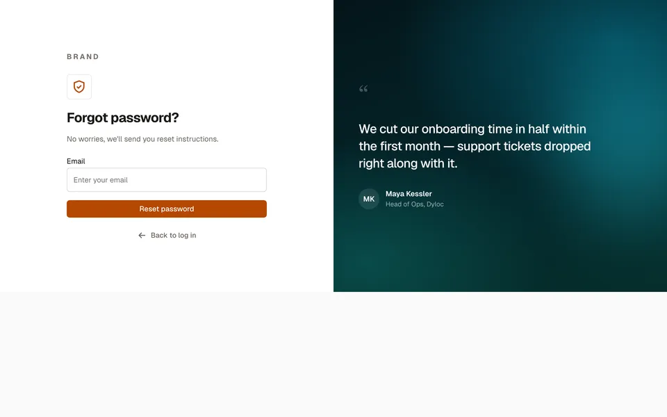 Forgot password screen preview