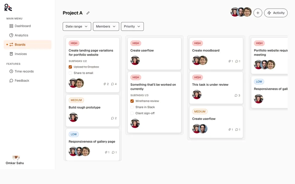 Kanban board screen preview