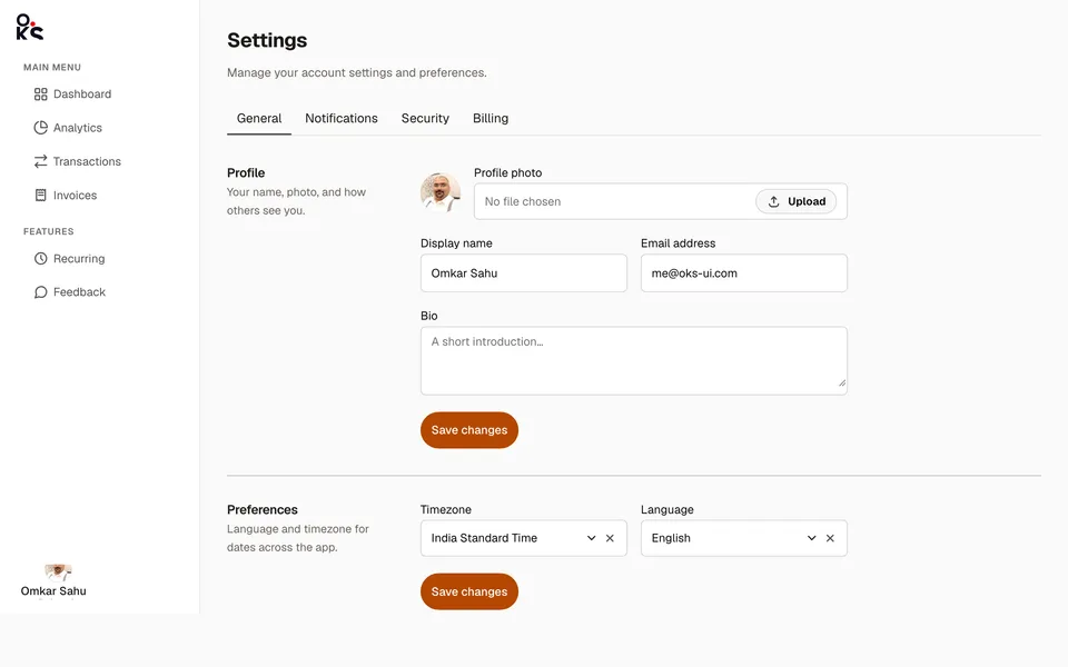 Settings panel screen preview